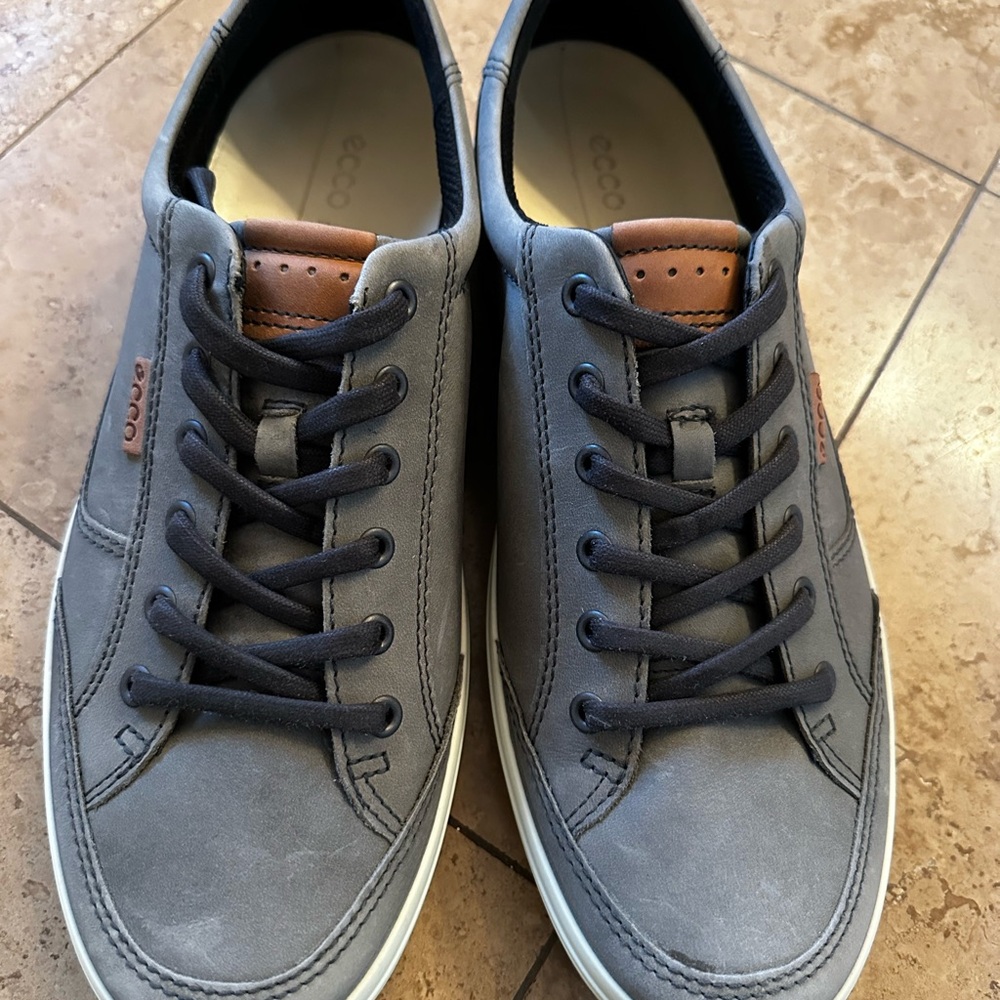 Ecco Gray and Brown Sneakers with Suede Finish and Classic Design